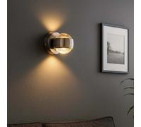 Applique Murale Luminaire De Salon LED Boule En Verre Clair Nickel Mat Up Down