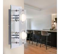 Applique Murale Luminaire LED Verre Satiné Chrome Miroité 2x E27