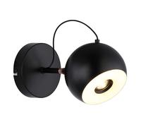 Applique murale, lampe de couloir, métal, noir et or, LED, réglable, D 12 cm