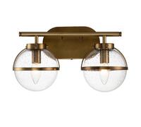 Applique Murale Luminaire Sportif, Acier Verre Opale 2 à Flammes Laiton IP44 H
