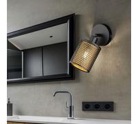 Applique Murale Luminaire Sportif Couloir Spot Souple Fer Or Noir 1x E14