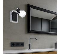 Spot mural noir applique murale spot de salon applique murale orientable, métal, 1x LED 5W 420Lm blanc chaud, LxlxH 11x8,6x13 cm, WOFI 434801106044