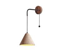 Applique Murale Luminaire Vintage Industriel Rustique Lampes de Chevet Sphère Marbre Pierre Naturelle Murale en Bois Marron Applique Couloir pour Chambre Salon