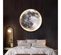 Applique Murale Lune LED, Lampe de Lune 3D Intérieure 31W Lampe Murale Dimmable avec télécommande Lampe de lit Pleine Lune Ronde LED Veilleuse Lampe déco pour Chambre Salon Hôtel Escalier Couloir