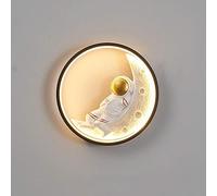 Applique Murale Lune pour Chambre Enfant Décoration Astronaute LED Dimmable Applique Murale Ronde Moderne Lampe de Tête de Lit Intérieure Style Dessin Animé pour Chambre de Fille