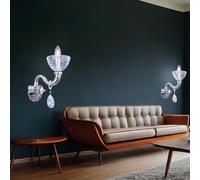 Applique Murale Lustre de Mur Chrome Métal Verre Fumée Cristal E14 2x