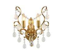 Applique murale, Lustre, décoration d'applique murale d'art moderne en fer, luminaire de lustre, abat-jour en cristal K9, lampes LED de sel de chevet compatibles avec les phares de miroir, hôtel, cham