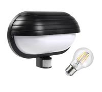 Applique murale Maclean MCE33B , avec capteur PIR, détecteur de mouvement, max. 60W, 180°, avec ampoule MCE268 LED 8W