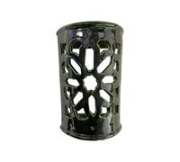 Applique murale marocaine en terre cuite, design perforé, 19 x 9 x 29 cm, émaillée verte