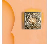 Applique murale marocaine Yakin en métal argenté Boho 27 cm E27 Décoration