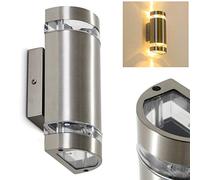 Applique murale Maturin finitions en acier inoxydable - Spot up and down extérieur pour terrasse ou véranda - Applique murale pour une décoration résolument moderne, ampoule(s) non incluse(s)