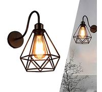 Applique Murale Métal E27 Créatif Rétro Cage Éclairage mural Classique le fer LED Luminaire pour Intérieur Chambre Restaurant Salon Cuisine, Noir