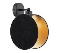 Applique Murale Métal Tissu Ø 20 Cm Ronde E27 En Noir Or Moderne