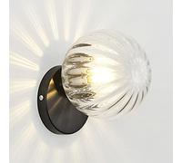 Applique Murale Mid Century Moderne Globe en Verre Appliques Murales, 1 Lumière, 6" Large E26 Salle de Bains Vanité Lumières for Salon Chambre Chevet Couloir,Or,D (Color : Nero, Size : E)