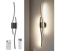Applique Murale Minimaliste contemporaine Rechargeable par USB avec télécommande, intensité Variable, sans Fil, magnétique, Lampe Murale LED à Piles avec Fonction minuterie, Design ondulé.