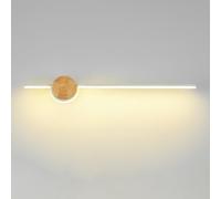 Applique Murale Minimaliste linéaire Blanche, Applique Murale Filaire, Barre d'éclairage Mural, Base en Bois, Lampes de Miroir de courtoisie pour Salon, Chambre à Coucher, Couloir (42 cm)