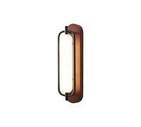 Applique Murale Minimaliste Moderne, Abat-Jour Allongé en Verre Dépoli, Plaque Arrière en Bois Dhévéa Et Structure en Fer Laqué, Décoration Intérieure Walnut