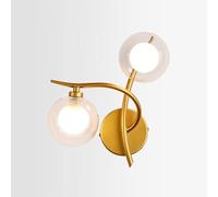 Applique Murale Moderne à 2 Ampoules en Verre, Style Mid-Century, luminaire décoratif en Laiton pour Salon, Couloir et Bureau.