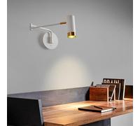 Applique Murale Moderne à Bras Oscillant, éclairage Mural Câblé, Luminaire Réglable Noir Et Blanc avec Interrupteur Marche/arrêt pour Chambre, Cuisine Et Salon, B White