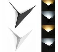Applique murale moderne à LED, Luminaire mural à LED, Lampes murales modernes et minimalistes en forme de triangle, 3W AC90-260V, lampe murale pour Chambre Salon Bureau (Noir coque, Blanc chaud)