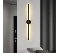 Applique murale moderne à longue bande d'intérieur simple à LED - Applique murale noire - Lampe d'astigmatisme en aluminium - Lanterne murale de plafond pour chambre à coucher, commode, salon