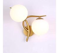 Applique Murale Moderne d'intérieur avec 2 Abat-Jour en Verre, idéale pour Un loft, Un Couloir, Une Chambre d'hôtel ou Toute Autre pièce. Douille E27 à Double tête, Noir à Droite (Ampoule Non fournie