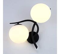 Applique Murale Moderne d'intérieur avec 2 Abat-Jour en Verre, idéale pour Un loft, Un Couloir, Une Chambre d'hôtel ou Toute Autre pièce. Douille E27 à Double tête, Noire, sans Ampoule.