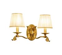 Applique Murale Moderne d'intérieur en métal doré et Abat-Jour Beige en Tissu. Luminaire Classique de Lecture Murale, Simple ou Double, pour Chambre d'hôtel.