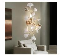 Applique murale moderne dorée en céramique, décor feuille de ginkgo, compatible avec un éclairage d'appoint de chevet.,lampe suspendue