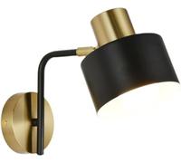 Applique murale moderne du milieu du siècle | Applique murale industrielle noire et dorée | Lampe de grange murale rustique en métal vintage câblée | for chambre à coucher, salon, salle à manger, coul