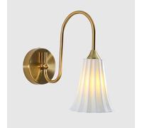 Applique Murale Moderne du Milieu du siècle, Applique Murale Vintage avec Abat-Jour en céramique plissée Blanche, Lampe Murale d'intérieur créative pour Chambre à Coucher, Chevet, Salon, Couloir