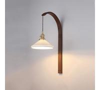 Applique Murale Moderne du Milieu Siècle en Verre avec Bois Suspendu for Couloir, Luminaire Vintage Ambre Blanc Céramique Col De Cygne, Lampe Ferme for Chambre À Coucher, Salon, Salle Bain(Conical)