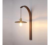 Applique Murale Moderne du Milieu Siècle en Verre avec Bois Suspendu for Couloir, Luminaire Vintage Ambre Blanc Céramique Col De Cygne, Lampe Ferme for Chambre À Coucher, Salon, Salle Bain(Amber)