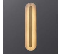 Applique Murale Moderne en Albâtre Et Marbre Naturel, éclairage D'intérieur à LED pour Salle De Bain, Luminaire Mural en Laiton pour Escaliers, Salon, Chambre à, Oval, 60cm