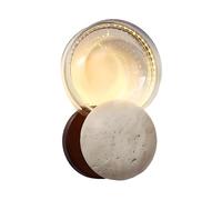 Applique Murale Moderne En Bois Massif Et Pierre Jaune Troglodyte, Style Travertin Jaune, Éclairage Led Rond En Verre, Lumière Chaude, Idéale Pour Une Chambre, Un Salon Ou Une Entrée.
