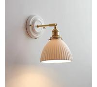Applique murale moderne en céramique, lampe murale réglable en laiton, base en céramique blanche, style japonais Wabi Sabi Art Decor, luminaire rotatif de chevet, lampe murale de lecture pour chambre