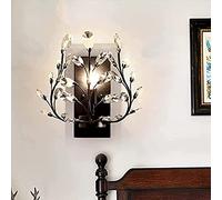 Applique Murale Moderne en Cristal Noir Élégant Branche de Fleur Applique Murale Lampes 1 Lumières Montées Luminaire Moderne Applique Murale en Fer Forgé pour Chambre Salon Éclairage Change for the
