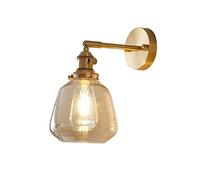 Applique Murale Moderne en cuivre réglable, Lampe de Chevet avec Abat-Jour en Verre grainé, luminaire décoratif pour Salon, Cuisine, Salon, Ambre