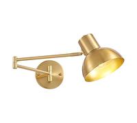 Applique Murale Moderne en Fer doré et Noir avec éclairage LED pour Salon, Chambre, Chevet, luminaires d'intérieur avec Interrupteur et Bras articulé réglable -