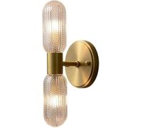 Applique Murale Moderne en Laiton à 2 lumières, Abat-Jour en Verre du Moyen-Âge, luminaire câblé vers Le Haut et vers Le Bas, culot G9, pour Salle de Bain, vanité, Chambre à Coucher, Salon