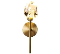 Applique murale moderne en laiton, lampe dorée avec abat-jour globe cristal, luminaire chevet d'intérieur for salon, chambre, salle bain, couloir