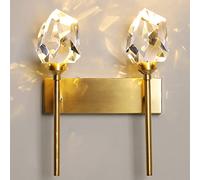 Applique murale moderne en laiton, lampe dorée avec abat-jour globe cristal, luminaire chevet d'intérieur for salon, chambre, salle bain, couloir