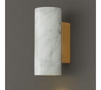 Applique Murale Moderne en marbre Blanc, éclairage de tête de lit Contemporain, éclairage de Chambre à Coucher, Faisceau cylindrique, Lampe Murale en albâtre Noir Naturel pour Chevet, Couloir, ES