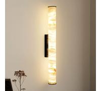 Applique Murale Moderne en marbre, Longue Applique linéaire en albâtre, luminaire de Salle de Bain en Laiton, Lampe Murale cylindrique en Pierre, Applique Murale du Milieu du siècl