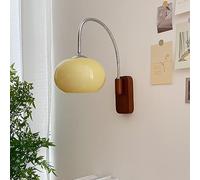 Applique Murale Moderne enfichable du Milieu du siècle avec Verre Blanc Laiteux, Applique Murale Industrielle Vintage en Bois, câblée, Gris fumé, Ambre, Lampe de Lecture Murale de Ferme pour cha