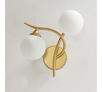 Applique Murale Moderne Et Épurée Avec Boule En Verre Et Led, En Fer Forgé Doré/Noir, Idéale Pour La Chambre, Le Salon Ou Toute Autre Pièce. Ampoule G9 3000K, 2 Lumières, Couleur Or, Orientation Gauch