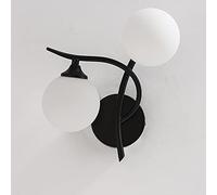 Applique Murale Moderne Et Épurée Avec Boule En Verre Et Led, En Métal Forgé Doré/Noir, Idéale Pour La Chambre, Le Salon Ou Toute Autre Pièce. Ampoule G9 3000K, 2 Lumières, Noir, Orientation Gauche.