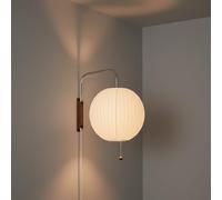 Applique murale moderne et minimaliste à bras articulé - Applique de chevet rétro en bois avec abat-jour en soie blanche, modèle à brancher pour la décoration de la chambre (44 cm / 17,32 po) (Size_Na