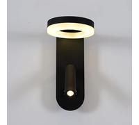 Applique murale moderne et simple, LED de lecture, 9 W, interrupteur indépendant, dressing, chambre, couloir de salon, terrasse de villa, balcon de jardin. / Noir / Wa (Couleur : Negro, Taille Luz Ca