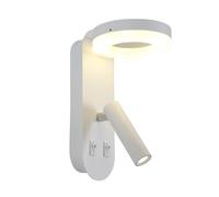 Applique murale moderne et simple, LED de lecture, 9 W, interrupteur indépendant, dressing, chambre, couloir de salon, terrasse de villa, balcon de jardin. / Noir / Wa (Couleur : Blanco, Taille Luz C